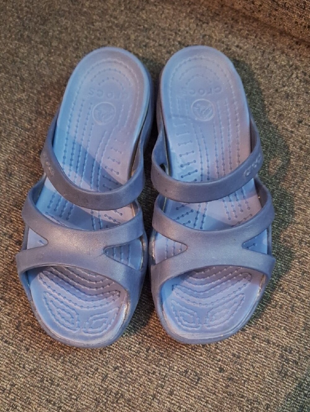 CROCS Women’s Blue Open-Toe Slide Sandals - Picture 2 of 4